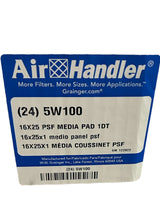 Air Handler, 5W100, Air Filter Pad, 16x25x1, Nominal Filter Size, Polyester, Surface Tackifier, Blue/White - FreemanLiquidators - [product_description]