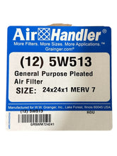 Load image into Gallery viewer, Air Handler, 5W513, 24x24x1, MERV 7, Std Capacity, Synthetic, Pack of 12 - FreemanLiquidators - [product_description]
