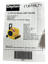 Dayton, 61HL71, 1/2HP, Portable Air Mover with Handle, 25ft cord - FreemanLiquidators - [product_description]