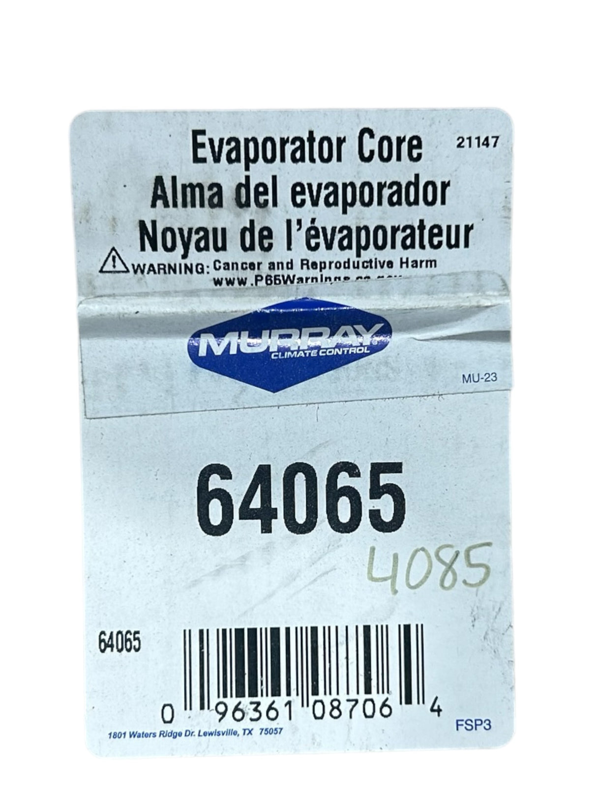 Murray, 64065, Parallel Flow Evaporator Core - FreemanLiquidators - [product_description]