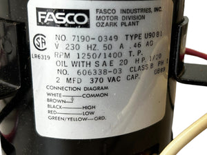 FASCO INDUSTRIES, 7190-0349, 1/2 HP, 1250rpm, 230V - NEW IN BOX - FreemanLiquidators - [product_description]