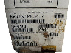 COPELAND, RR16K1PFJ217, MCQUAY, 802003274, 1HP, R22, 265-220/240V, Compressor - NEW NO BOX - FreemanLiquidators - [product_description]