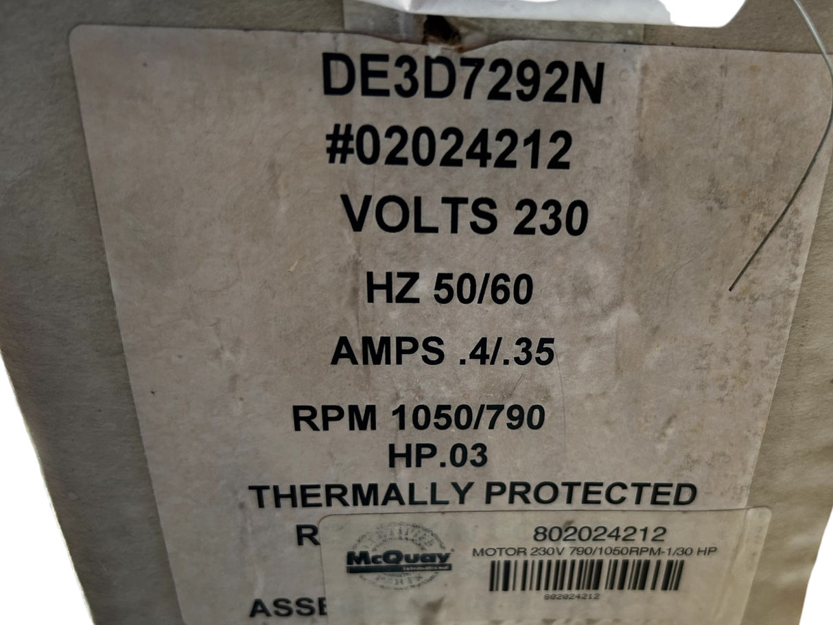 A.O. SMITH, DE3D292N, MCQUAY, 802024212, 1/30HP, Motor - NEW IN BOX - FreemanLiquidators - [product_description]