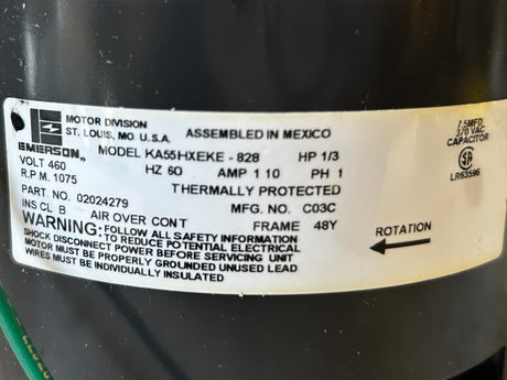 EMERSON, KA55HXEKE-828, MCQUAY, 802024279, 1/3HP, Motor - NEW IN BOX - FreemanLiquidators - [product_description]