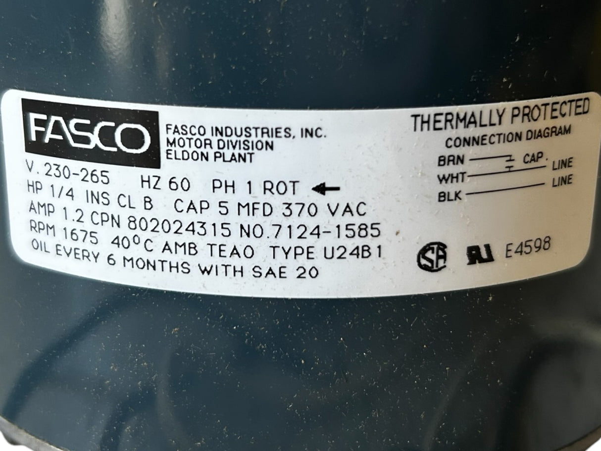 FASCO, 7124-1585, MCQUAY, 802024315, 1/4HP, MOTOR - NEW IN BOX - FreemanLiquidators - [product_description]