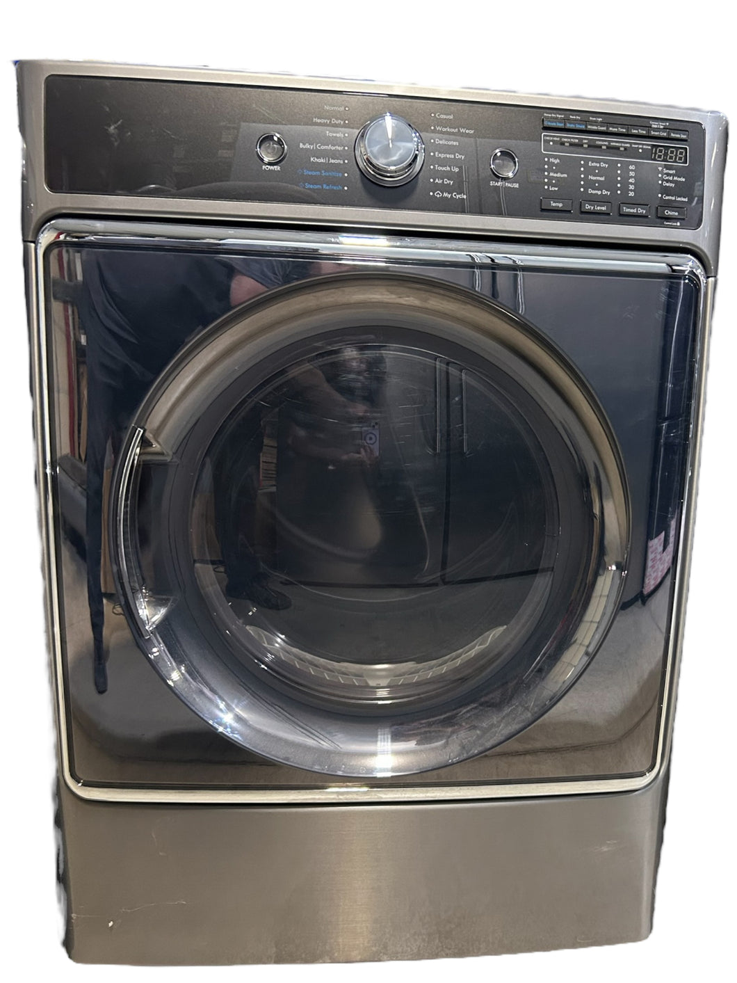9.0 cu. ft. Smart Electric Dryer w/ Accela Steam Technology – Metallic Silver ED1983 IN-STORE-PICKUP-ONLY - FreemanLiquidators - [product_description]
