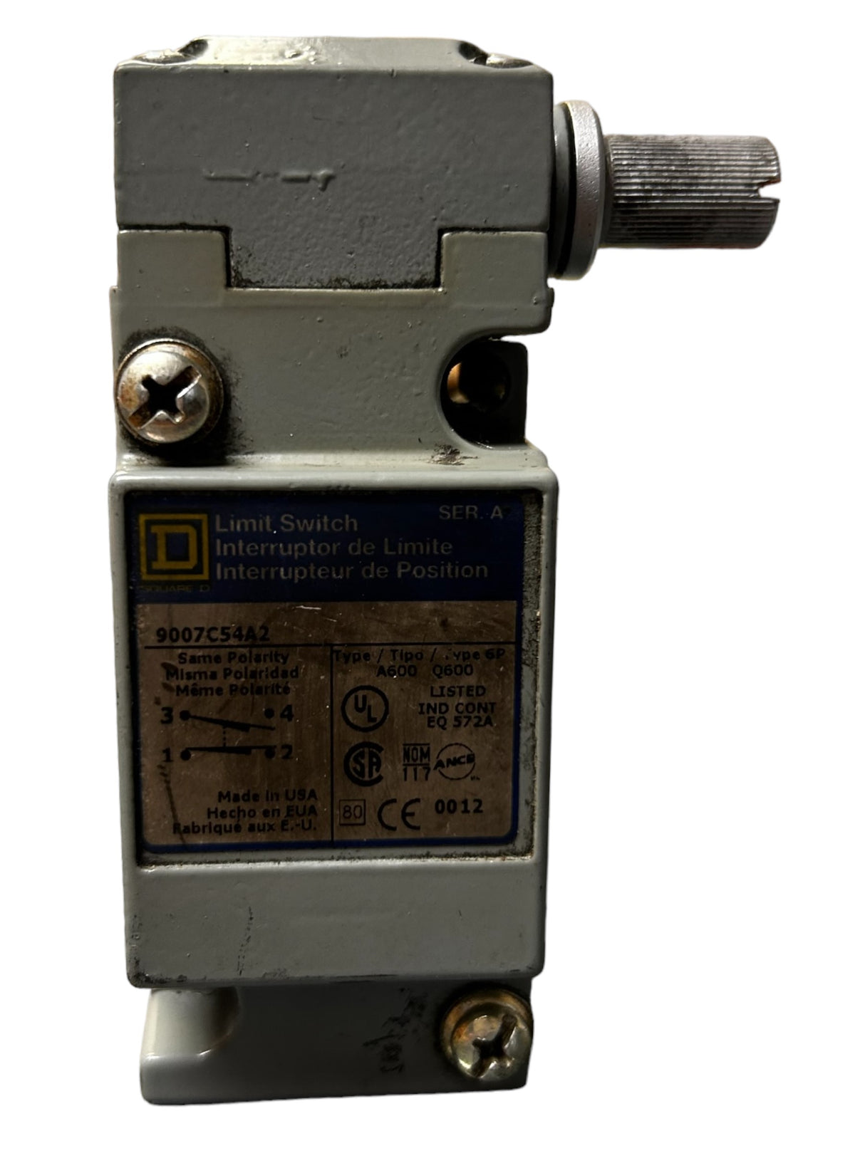 Square D, 9007C54A2, Side Rotary Spring Return Lever Limit Switch, 9007 Model - NEW NO BOX - FreemanLiquidators - [product_description]