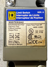 Square D, 9007C62A2, Side Rotary Spring Return Lever Limit Switch, 9007 Model, with Lever and Backplate - USED NO BOX - FreemanLiquidators - [product_description]