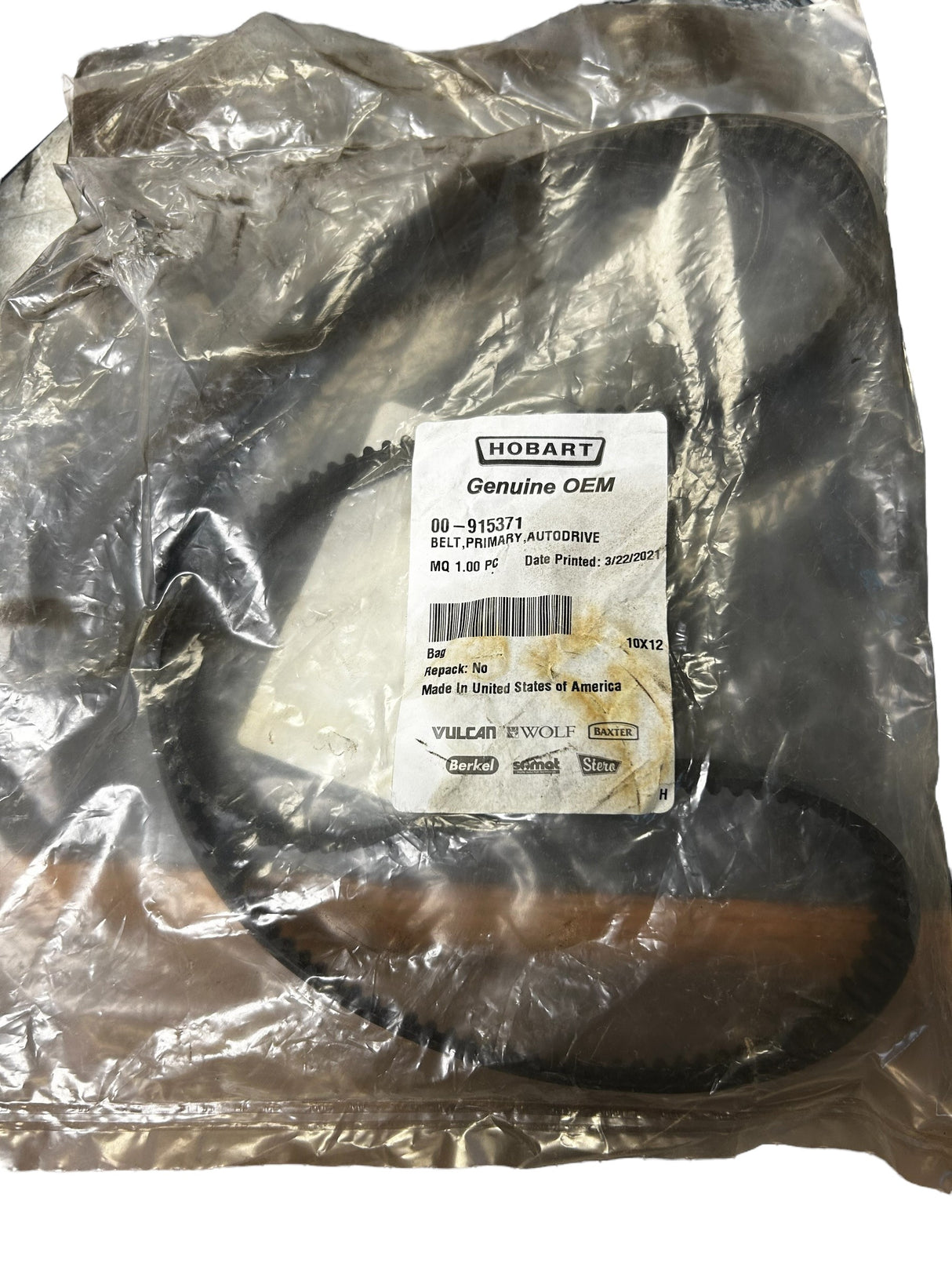 HOBART, GENUINE OEM, 00-915371, Belt, Primary, Autodrive - NEW IN ORIGINAL PACKAGING - FreemanLiquidators - [product_description]