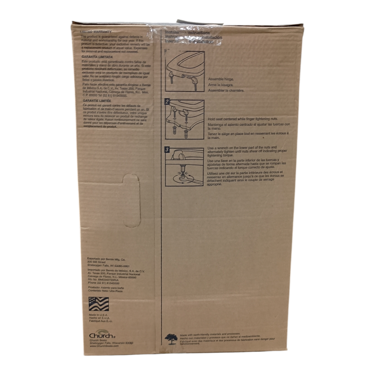 Church, 9500SSCT, Elongated, Open, Front Less, Plastic, Toilet Seat, Sta-Tite - Freeman Liquidators