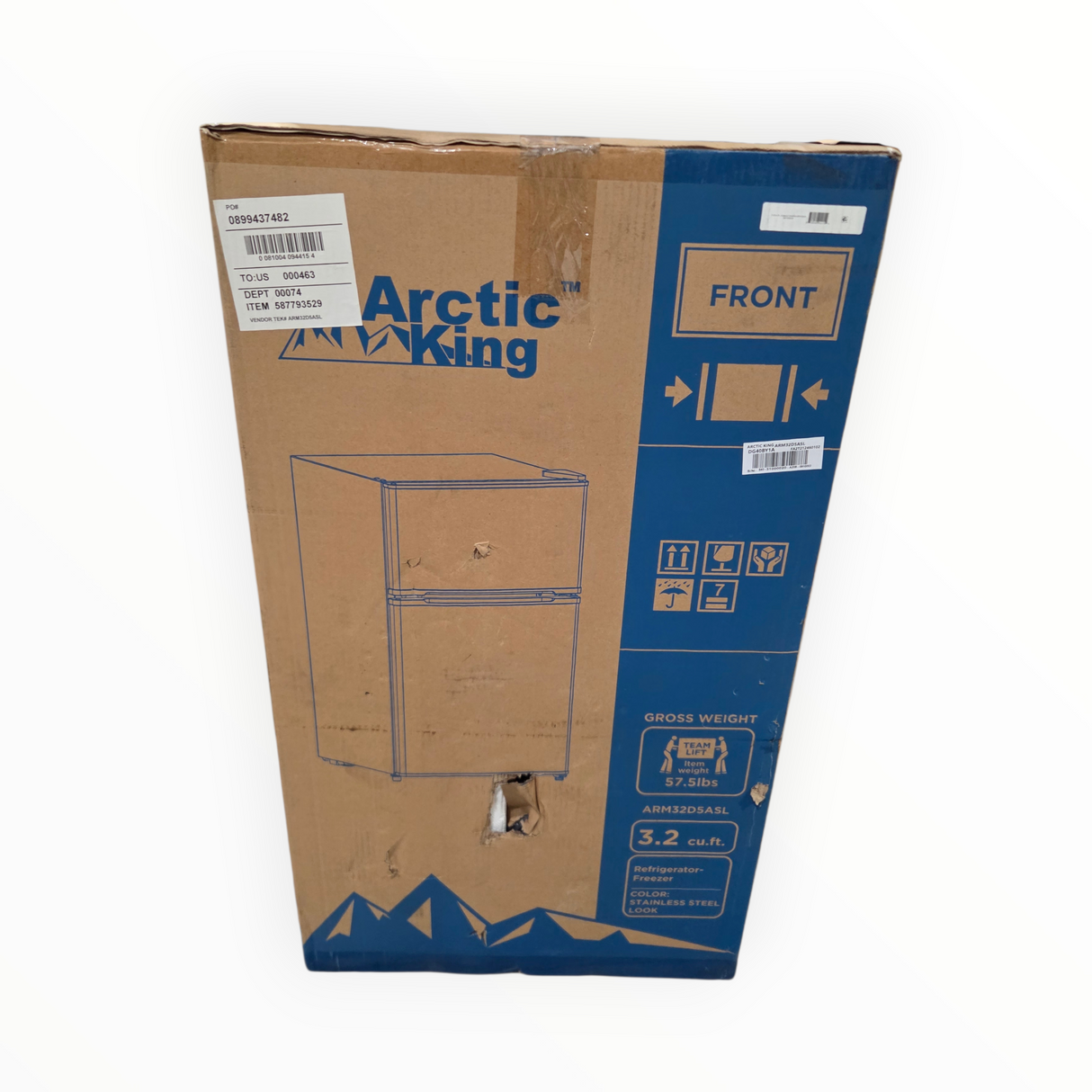 Arctic King 3.2 Cu ft Two Door Mini Fridge with Freezer, Stainless Steel, E-Star - IN STORE PICKUP ONLY