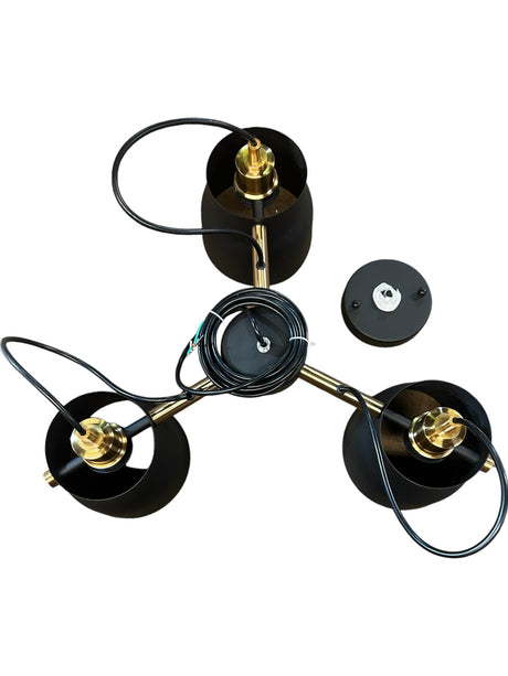 Artcraft, AC11363VB, Euro Industrial, 3 Light, 21 inch, Matte Black and Harvest Brass Chandelier Ceiling Light - New in Box - FreemanLiquidators - [product_description]