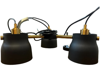 Artcraft, AC11363VB, Euro Industrial, 3 Light, 21 inch, Matte Black and Harvest Brass Chandelier Ceiling Light - New in Box - FreemanLiquidators - [product_description]