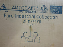 Load image into Gallery viewer, Artcraft, AC11363VB, Euro Industrial, 3 Light, 21 inch, Matte Black and Harvest Brass Chandelier Ceiling Light - New in Box - FreemanLiquidators - [product_description]
