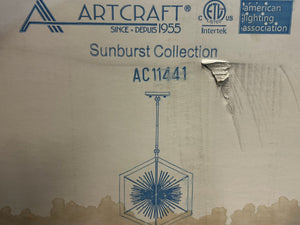 Artcraft, AC11441, Sunburst Modern Matte Black & Satin Brass 37" Lighting Pendant - New in Box - FreemanLiquidators - [product_description]