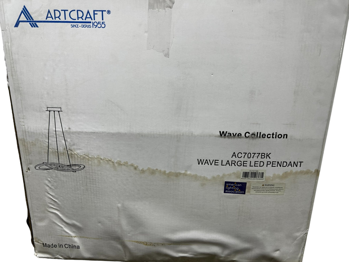 Artcraft, AC7077BK, Wave 2 Light 26 inch Black Chandelier Ceiling Light - New in Box - FreemanLiquidators - [product_description]