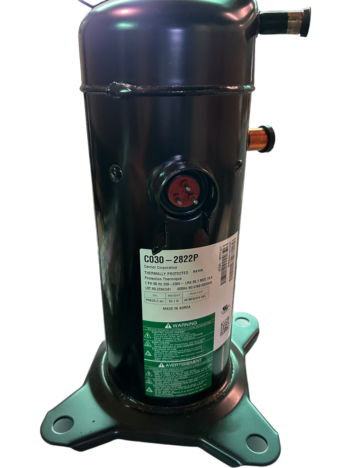 Factory Authorized Parts, Carrier, C030-2822P, Scroll Compressor, 208-230V, 60HZ, 1PH, R410A - FreemanLiquidators - [product_description]