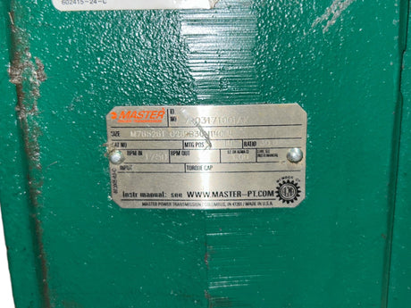 Master Power Transmission, C262B30N140L4, Right Angle Reducer- NEW NO BOX - FreemanLiquidators - [product_description]