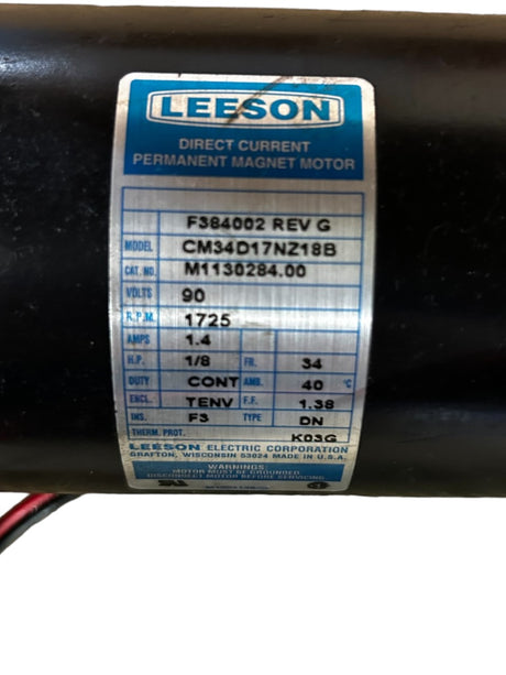 REGAL BELOIT LEESON ELECTRIC CO, CM34D17NZ18B, MOTOR, 90V, 1725RPM, 1.4AMP, 1/8HP - New No Box - FreemanLiquidators - [product_description]