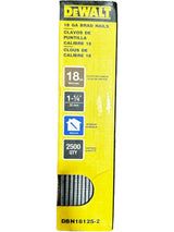 DEWALT Brads, DBN18125-2, 18 ga, 1 1/4 in Lg, Round Head, Coated, Steel, 2,500 PK - FreemanLiquidators - [product_description]