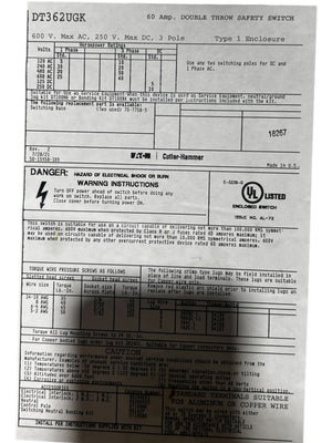 EATON- Cutler Hammer, DT362UGK, - COSMETIC DAMAGES/ SCRATCHED/ BENT HANDLE - FreemanLiquidators - [product_description]