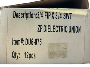 ZP Dielectric Union, DU6-075, 3/4 FIP X 3/4 SWT, 12pcs - FreemanLiquidators - [product_description]