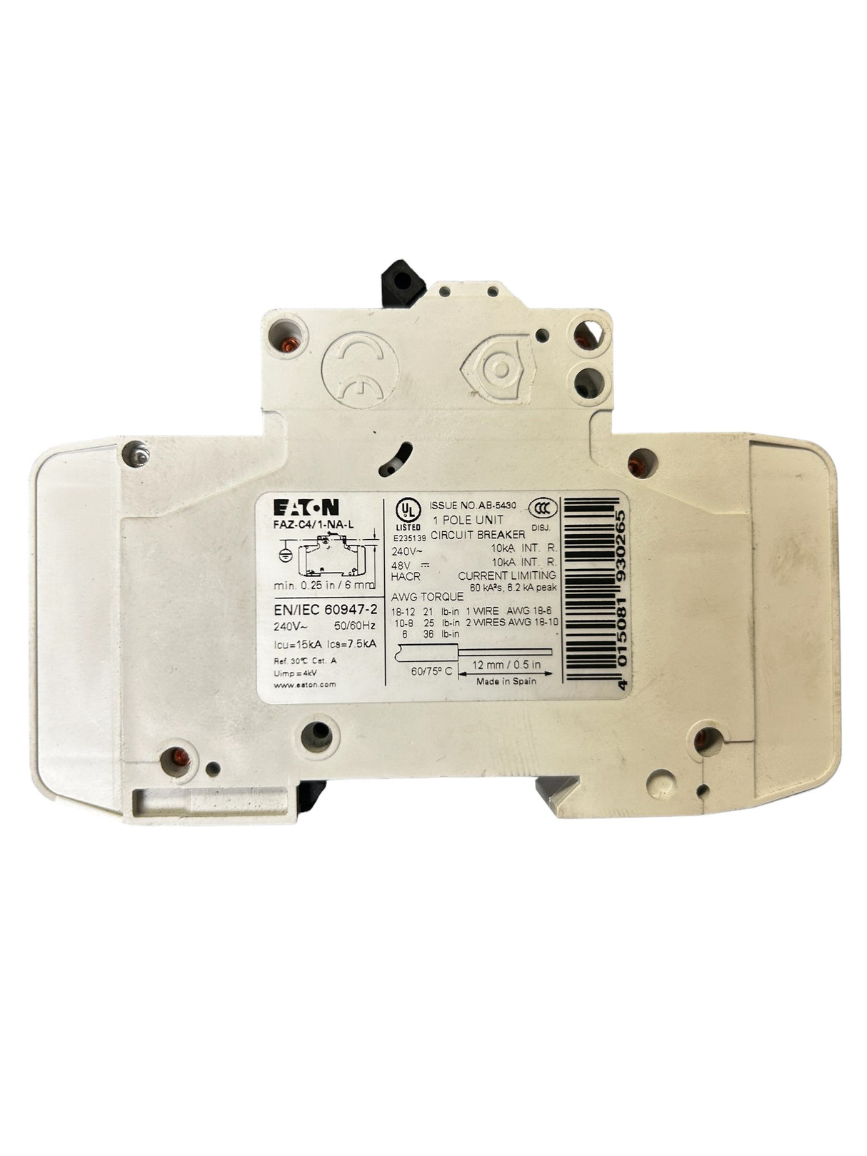 Eaton - Cutler Hammer FAZ-C4/1-NA-L Circuit Breaker - NEW NO BOX - FreemanLiquidators - [product_description]