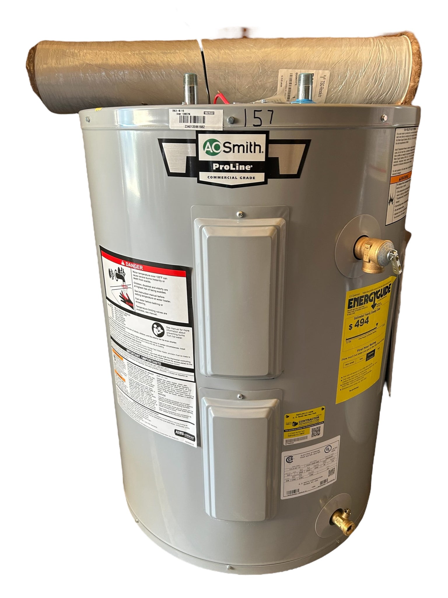 AO Smith, ENLB-40 110,38-GALLON, (32T X 23W) 240V, ProLine, Lowboy, Top