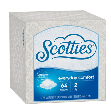 Scotties Facial Tissue Paper 64 Sheets Box Ultra Soft and Absorbent 2-Ply Tissues Hypoallergenic No Irritating Scents Made for Everyday Comfort Face Body Use Portable Napkin  STORE PICKUP ONLY - Freeman Liquidators - [product_description]