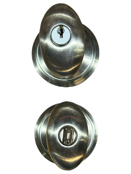 SCHLAGE F51A SIE 619 Siena Knob Keyed Entry Lock, Satin Nickel- New in Box - FreemanLiquidators - [product_description]