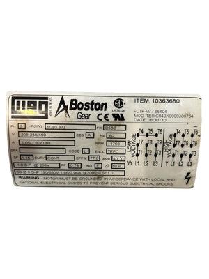 BOSTON GEAR FUTF-W/65404, AC MOTOR, 1/2HP, 230/460V, 3PH - NEW NO BOX - FreemanLiquidators - [product_description]