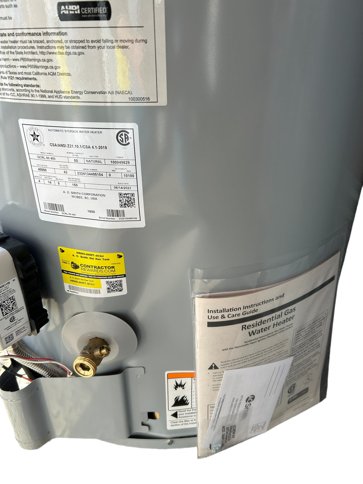 AO Smith, GCRL-50 400, ProLine, 50-Gallon, Atmospheric Vent, Short, Natural Gas, Water Heater - FreemanLiquidators - [product_description]