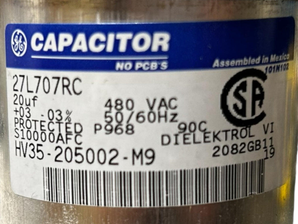 GE, CAPACITOR, 27L707RC, 480VAC, 50/60HZ - NEW IN ORIGINAL PACKAGING - FreemanLiquidators - [product_description]