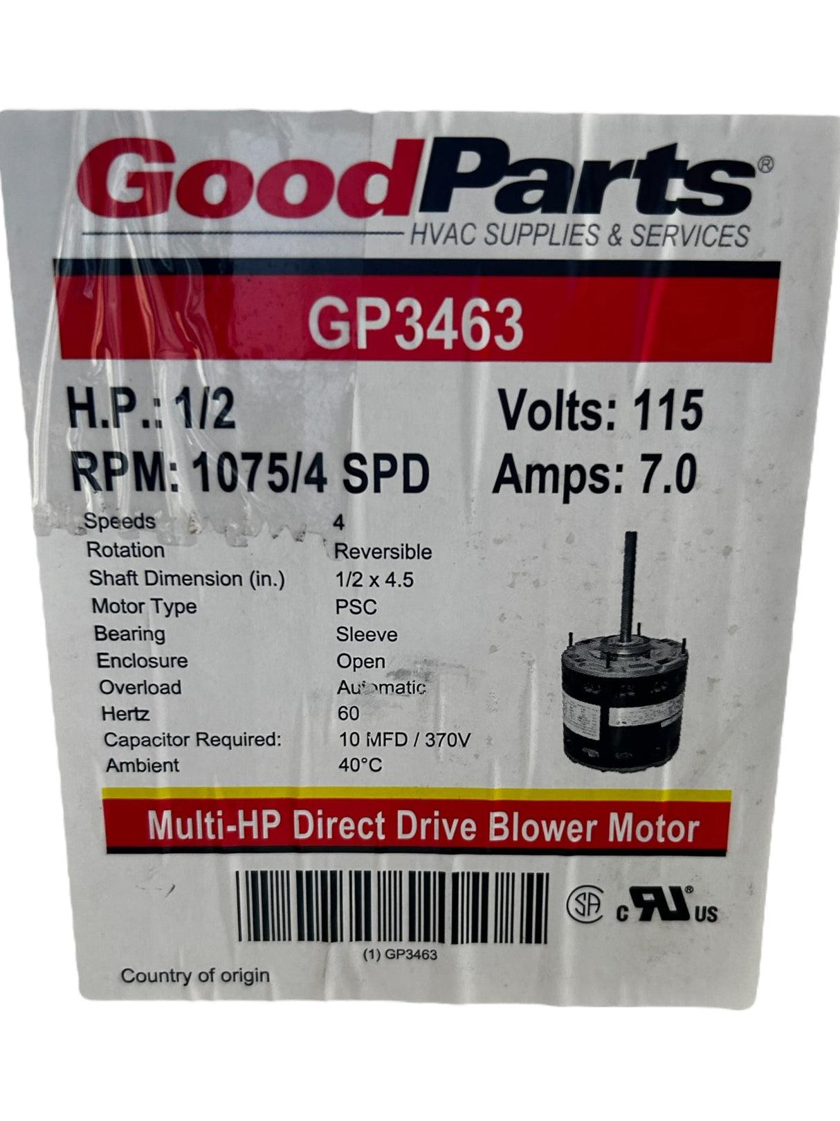 GOOD PARTS, F48AF80A01, GP3463, 1/2HP, Motor - NEW IN BOX - FreemanLiquidators - [product_description]