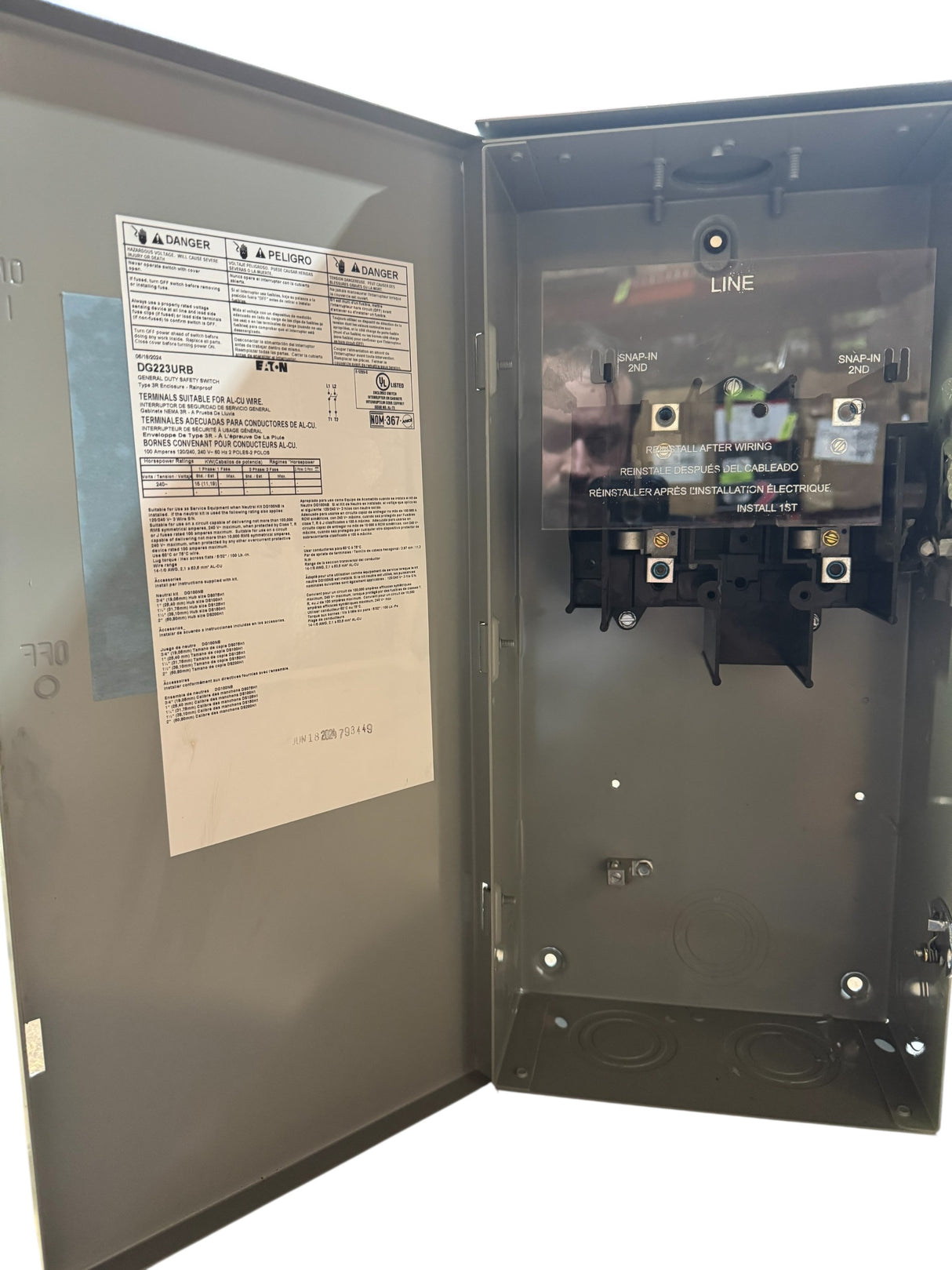 Eaton, DG223URB, Non-Fusible Safety Switch, 2P, 240V, 100A - Fuse & Safety Switches - Freeman Liquidators - [product_description]