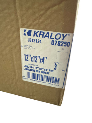 Kraloy, JB12124, PVC Junction Box, 12 in. x 12 in. x 4 in. (078250) - Junction Boxes - Freeman Liquidators - [product_description]