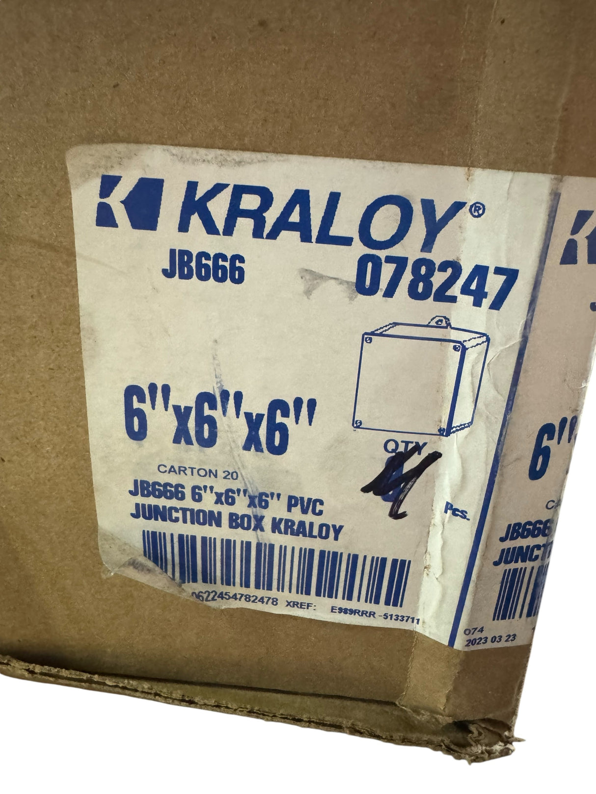 Kraloy, JB666, PVC Junction Box, 6 in. x 6 in. x 6 in. (078247) - Junction Boxes - Freeman Liquidators - [product_description]