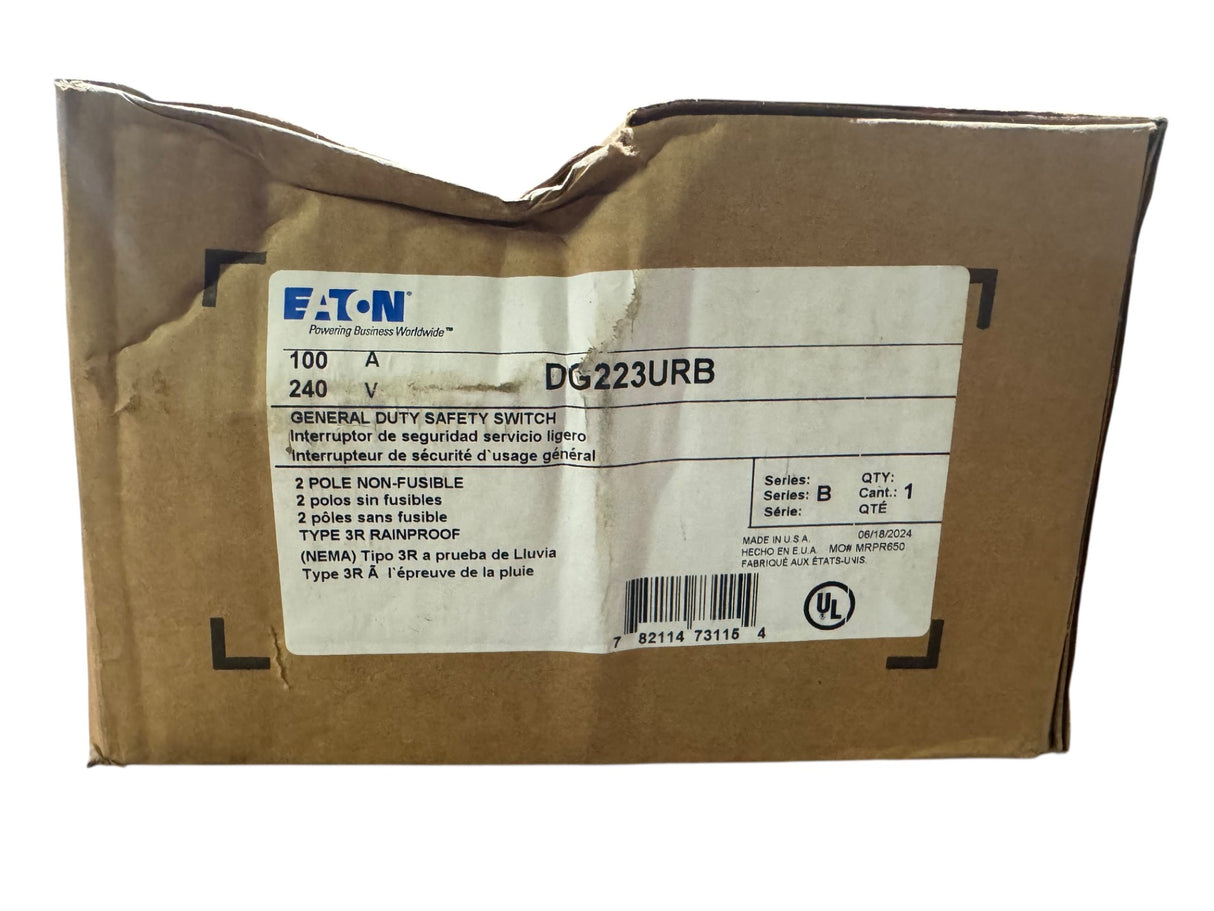 Eaton, DG223URB, Non-Fusible Safety Switch, 2P, 240V, 100A - Fuse & Safety Switches - Freeman Liquidators - [product_description]