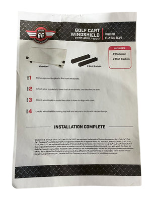 Route 66, E-Z-GO RXV, Golf Cart Windshield, 40011 - Golf Cart Windshield - Freeman Liquidators - [product_description]