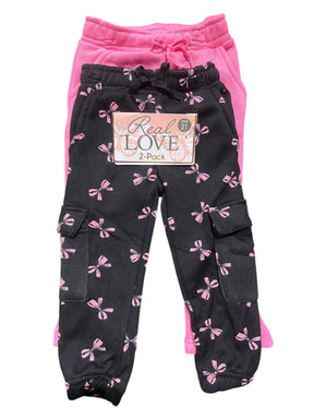 Real Love, Toddler, Girls, 2pk, Sweatpants, Black/Pink, 38030RO - Kids Clothing - Freeman Liquidators - [product_description]