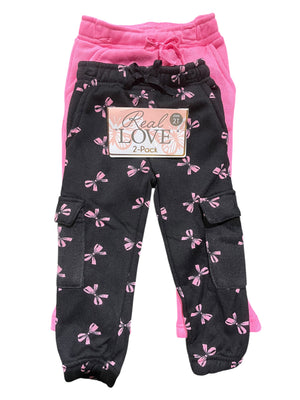 Real Love, Toddler, Girls, 2pk, Sweatpants, Black/Pink, 38030RO - Kids Clothing - Freeman Liquidators - [product_description]