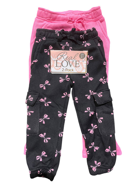 Real Love, Toddler, Girls, 2pk, Sweatpants, Black/Pink, 38030RO - Kids Clothing - Freeman Liquidators - [product_description]