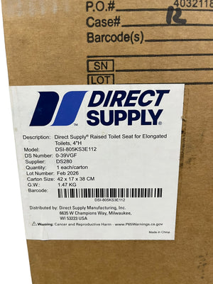 Direct Supply, Raised Toilet Seat, Elongated, 4”H