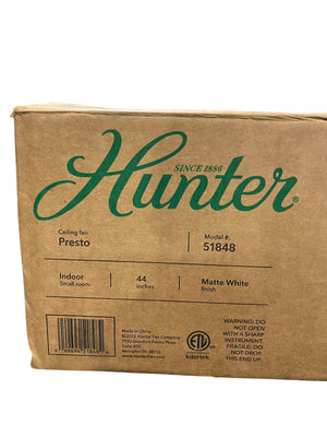 Hunter, 51848, Presto, 44”, Indoor, Ceiling Fan, Matte White