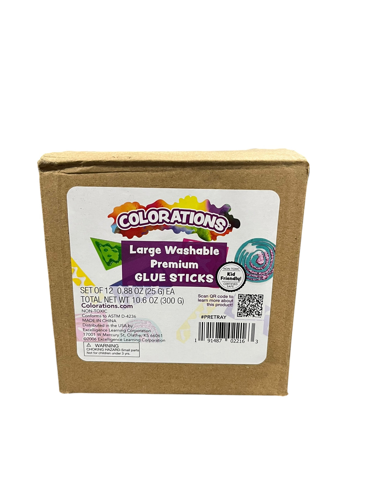 Coloration, Large, Washable, Glue Sticks, 12 Pack