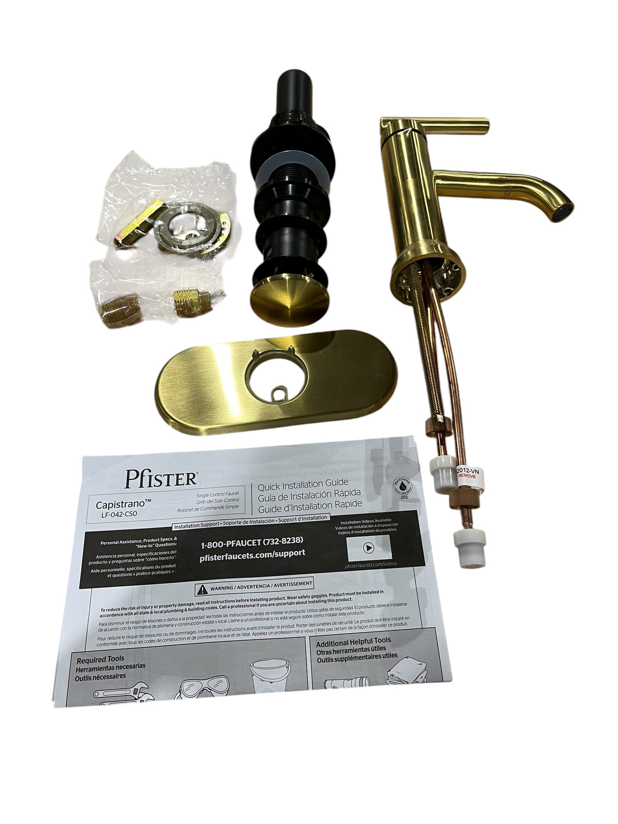 Pfister, LF-042-CSOBG, Capistrano, Single, Lavatory Faucet, Brushed Gold