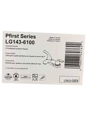 Pfister, LG143-6100, 4” Centerset, Lavatory Faucet, Polished Chrome