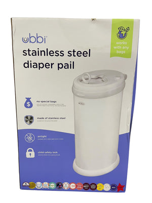 Ubbi, Stainless Steel, Diaper Pail, White