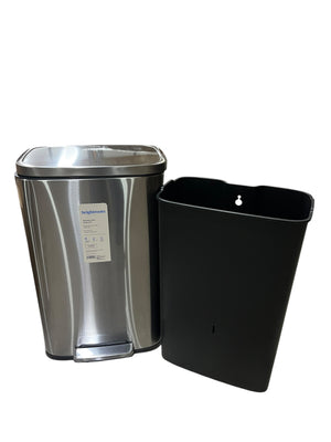 Brightroom, 11.8 Gallon, Stainless Steel, Step Trash Can, Removable Liner
