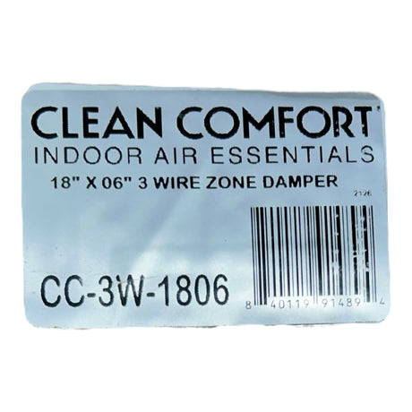 CLEAN COMFORT, CC-3W-1806,
INDOOR AIR ESSENTIALS,
18" X 06", 3 WIRE ZONE DAMPER - FreemanLiquidators - [product_description]